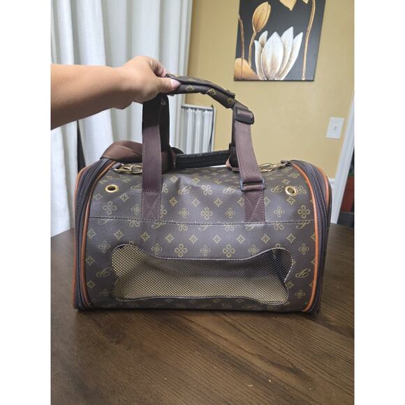 Large Deluxe Pet Carrier Brown Airline Approved Dog Cat Purse - Picture 1 of 16